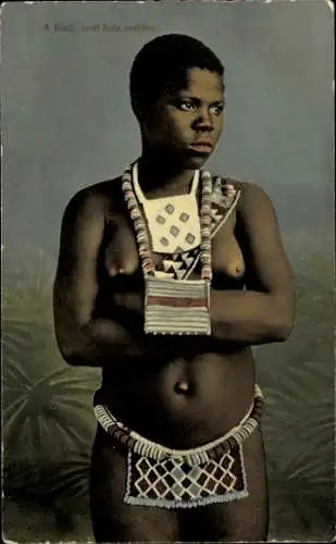 Ak Barbusige Afrikanerin, Porträt, Zulu