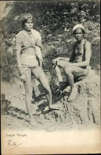 Ak Indien, Jungle People, Junge Urwaldbewohner am Wegesrand