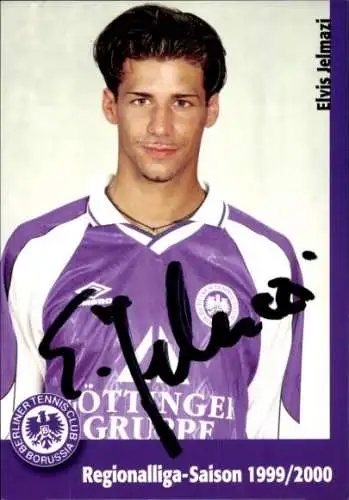 Autogrammkarte Fußballer Elvis Jelmazi, Tennis Borussia Berlin, Autogramm