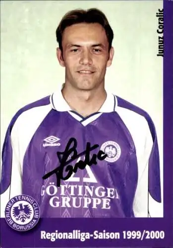 Autogrammkarte Fußballer Junuz Coralic, Tennis Borussia Berlin, Autogramm