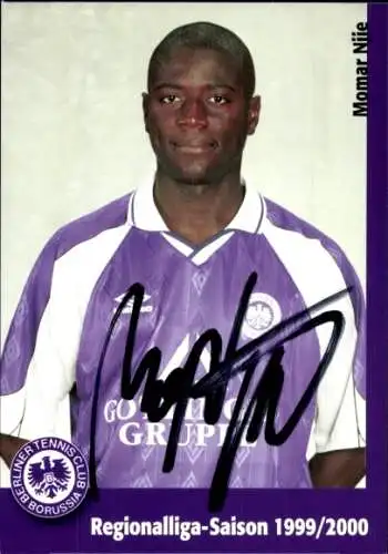 Autogrammkarte Fußballer Momar Nije, Tennis Borussia Berlin, Autogramm