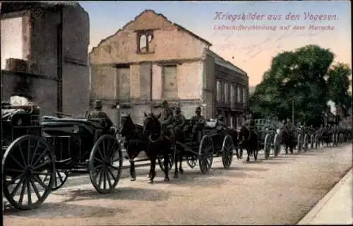 Ak Kriegsbilder aus den Vogesen, Luftschifferabteilung auf dem Marsch, 1. WK