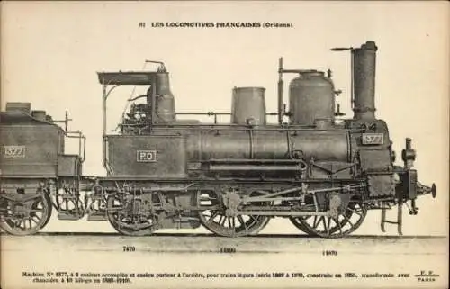 Ak Französische Eisenbahn Orleans, Dampflokomotive No. 1377