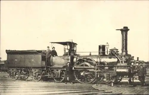 Ak Französische Eisenbahn, Chemin de fer, Locomotive, Machine No 13, Drehgleis