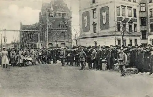 Ak Dresden, Weltkrieg 1914-1917, Ausreise Hilfsdienstpflichtiger nach Belgien