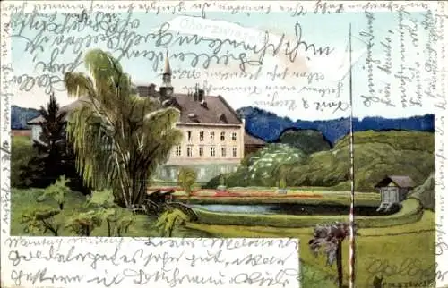 Künstler Ak Oberzwieselau Lindberg Bayerischer Wald Niederbayern, Schloss