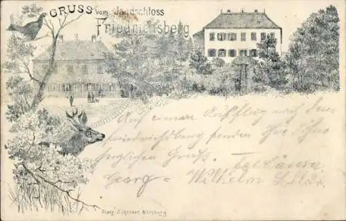 Vorläufer Litho Abtswind Unterfranken, Jagdschloss Friedrichsberg