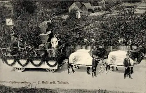 Ak Calw Schwarzwald, Landwirtschaft. Bezirksfest 1912, Festwagen Badeverwaltung E. Boßhardt, Teinach