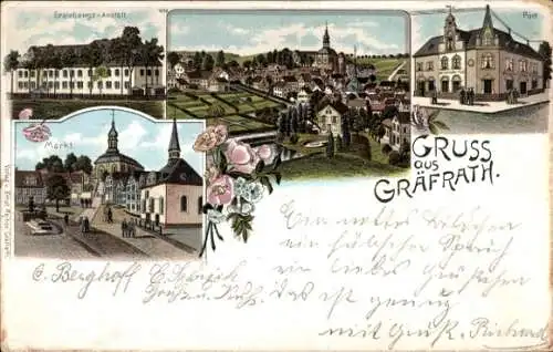 Litho Gräfrath Solingen in Nordrhein Westfalen, Erziehungsanstalt, Post, Markt
