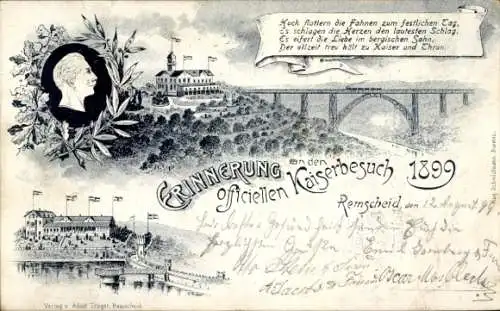 Litho Remscheid im Bergischen Land, Kaiserbesuch 1899, Kaiser Wilhelm II.