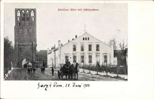 Ak Gartz an der Oder, Stettiner Tor, Schützenhaus