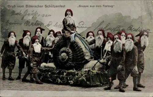 Ak Biberach an der Riß in Oberschwaben, Schützenfest, Gruppe aus dem Festzug, Zwerge, Schnecke