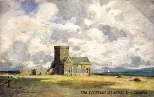 Künstler Ak Iona Island Scotland Schottland, Iona Cathedral, general view, Tuck's Oilette 7662