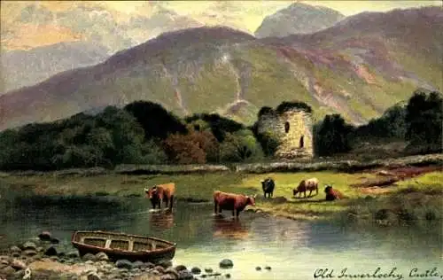Künstler Ak Glen Nevis Schottland, Altes Inverlochy Schloss nei Loch Linnbe und Loch Eil