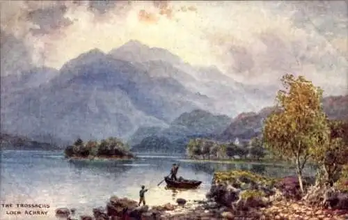 Künstler Ak Trossachs Schottland, Loch Achray, malerische Landschaft