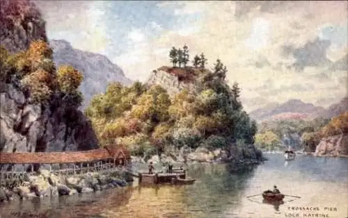 Künstler Ak Schottland, Trossachs Pier, Loch Katrine, Tuck 7807