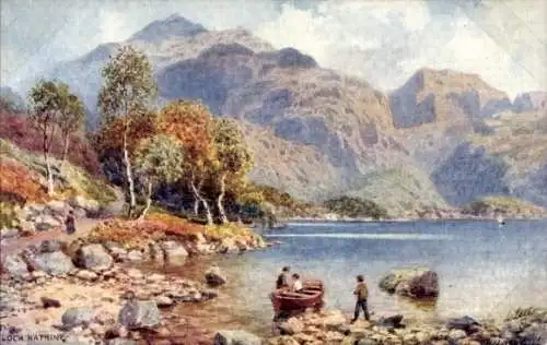 Ak Loch Katrine Schottland, Boot am Strand