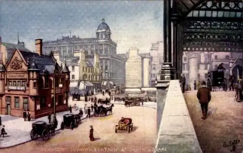 Künstler Ak Glasgow Schottland, Ubahnstation St. Enoch Square