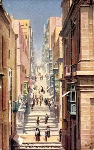 Ak Valetta Malta, Strada Santa Lucia