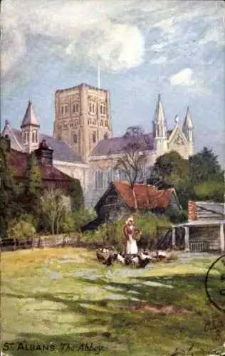 Ak St Albans Hertfordshire England, Blick auf die Abtei