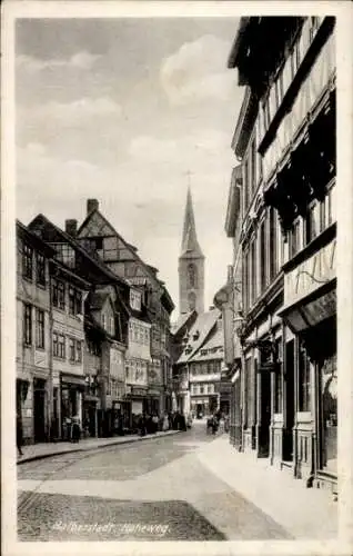 Ak Halberstadt am Harz, Stadtansicht  Straße, Häuser, Kirche