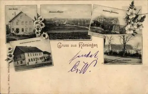 Ak Hörsingen Oebisfelde Weferlingen in Sachsen Anhalt, Teilansichten, Gasthaus, Geschäftshäuser