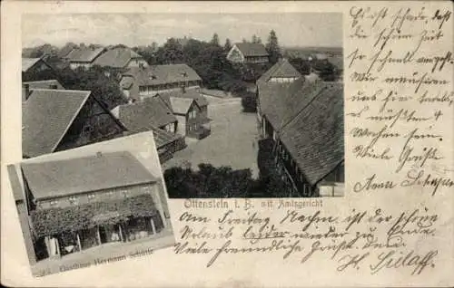 Ak Ottenstein in Niedersachsen, Teilansicht, Amtsgericht, Gasthaus Hermann Schütte