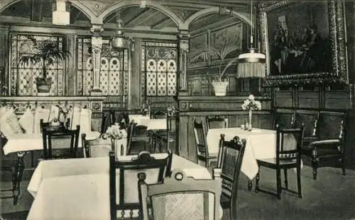 Ak Braunschweig in Niedersachsen, Innenansicht eines Restaurants, Tische und Stühle, Pflanzen, de