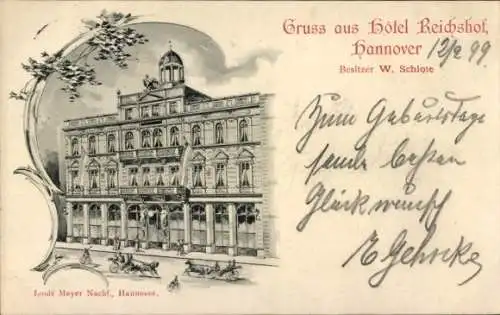Ak Hannover in Niedersachsen, Hotel Reichshof, Inh. W. Schlote
