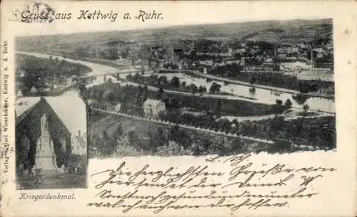 Ak Kettwig Essen im Ruhrgebiet, Kriegerdenkmal, Panorama