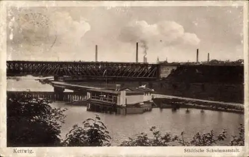 Ak Kettwig Essen im Ruhrgebiet, Städtische Schwimmanstalt