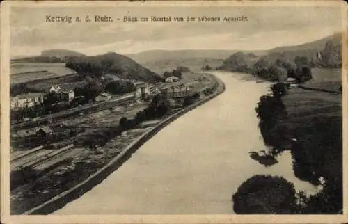 Ak Kettwig Essen im Ruhrgebiet, Blick ins Ruhrtal von der Schönen Aussicht