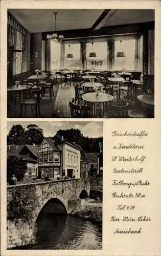 Ak Kettwig Essen im Ruhrgebiet, Brückenkaffee, Konditorei, W. Winterhoff, Ruhrstraße 30a