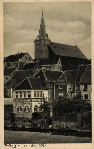 Ak Kettwig Essen im Ruhrgebiet, Altstadt, Kaffee Parlament, Kirche