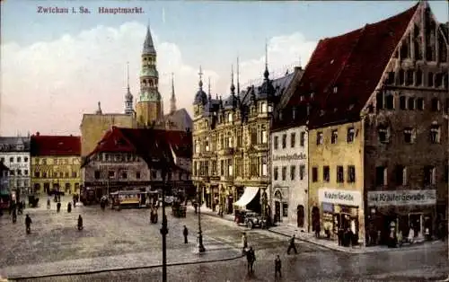 Ak Zwickau in Sachsen, Hauptmarkt, Löwen-Apotheke, Kräuter-Gewölbe