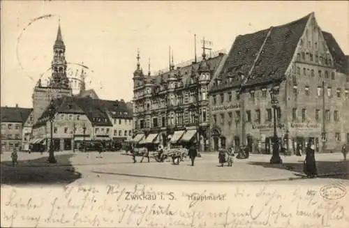 Ak Zwickau in Sachsen, Marktplatz