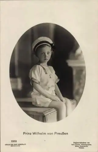 Passepartout Ak Prinz Wilhelm von Preußen, Sitzportrait, Liersch 2332