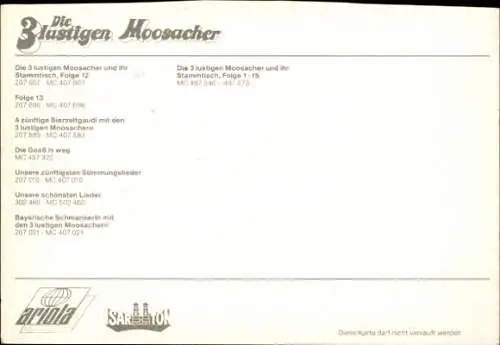 Ak Musikgruppe Die 3 lustigen Moosacher, Autogramm