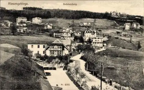Ak Karpacz Górny Brückenberg Krummhübel Riesengebirge Schlesien, Riesengebirge,  viele Häuser,...
