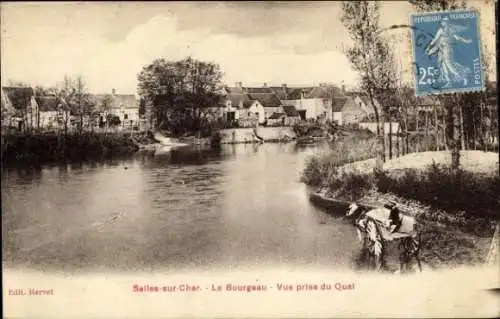 Ak Selles Saint Denis Loir et Cher, Le Bourgeau, Vue prise du Quai