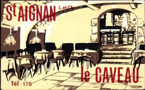 Ak Saint Aignan sur Cher Loir et Cher, le Caveau, Speisebereich