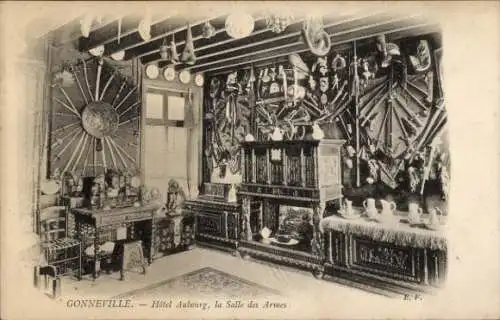Ak Gonneville la Mallet Seine Maritime, Hotel Aubourg, la Salle des Armes