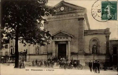 Ak Vincennes Val de Marne, +DEO-OPT MAX ET B-MARIAE VIRC, 150 Vincennes - L'Eglise, historisch...
