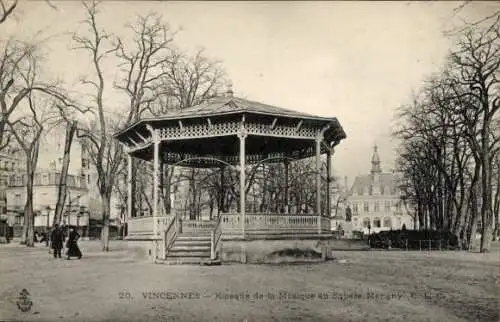 Ak Vincennes Val de Marne, Kiosque de la Musique, Square, Bäume, Stadtarchitektur
