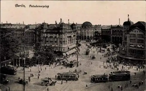 Ak Berlin Tiergarten, Potsdamer Platz, Straßenbahn