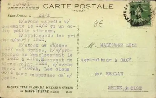 Ak Saint Étienne Loire, Manufacture Francaise d'Armes et Cycles