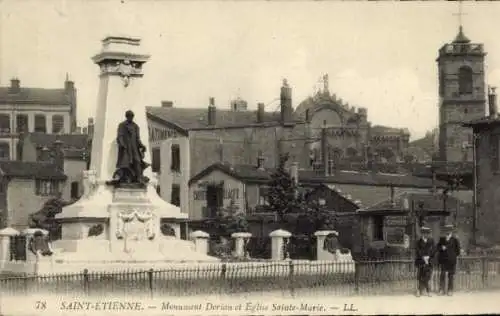 CPA Saint-Étienne Loire, Monument Dorian et Eglise Sainte Marie