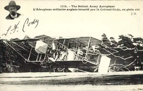 CPA L'Aéroplane militaire anglais inventé par le Colonel Cody, en plein vol