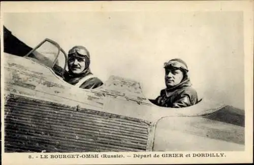 Ak Depart de Girier et Dordilly, Piloten, Flugzeug, Flug von Le Bourget nach Omsk Russland