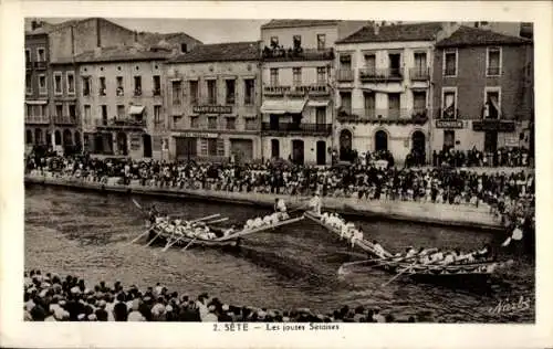 Ak Sète Cette Hérault, Rudern, Menschenmenge, mittelalterliche Schiffe auf dem Wasser